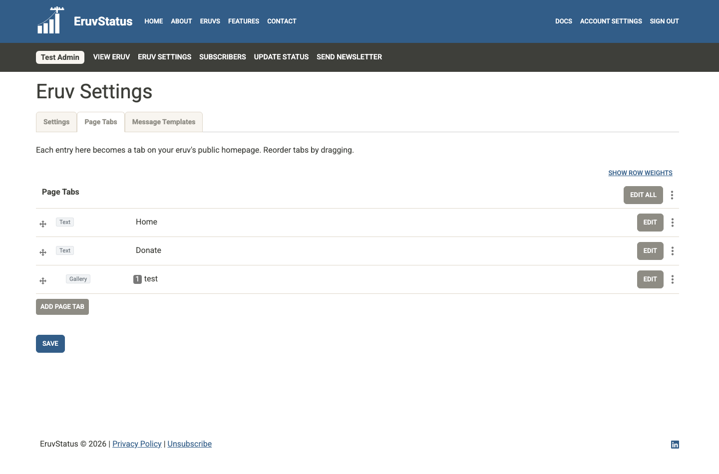 Eruv Settings Page Tabs tab